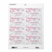 Floral Cherry Blossom Pink Grey Marble Etiket (Full Sheet)