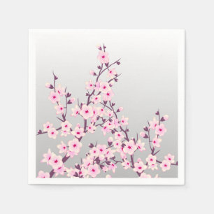 Floral Cherry Blossom Pink Grey Servetten