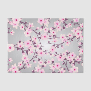 Floral Cherry Blossom Pink Grey Tissuepapier