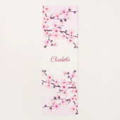 Floral Cherry Blossom Pink Monogram Yogamat (Achterkant)