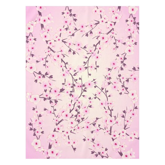 Floral Cherry Blossom Pink Table Cloth Tafelkleed (Voorkant)