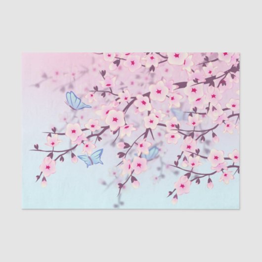 Floral Cherry Blossom Pink Tissuepapier (Voorkant)