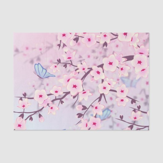 Floral Cherry Blossom Pink Tissuepapier (Voorkant)