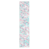 Floral Cherry Blossom Pink Turquoise Korte Tafelloper (Voorkant)