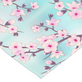 Floral Cherry Blossom Pink Turquoise Korte Tafelloper (Hoek)