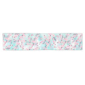 Floral Cherry Blossom Pink Turquoise Korte Tafelloper (Horizontaal)