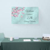 Floral Cherry Blossom Pink Turquoise Spandoek (Beurs)