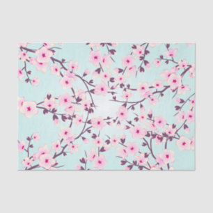 Floral Cherry Blossom Pink Turquoise Tissuepapier