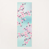 Floral Cherry Blossom Pink Turquoise Yogamat (Voorkant)