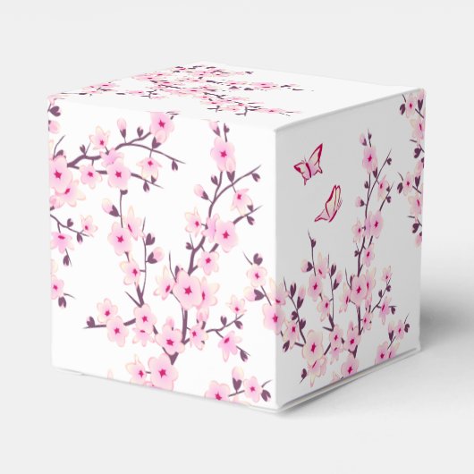 Floral Cherry Blossom Pink White Favor Box Bedankdoosjes (Achterkant)
