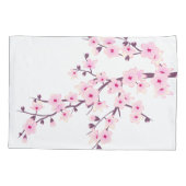 Floral Cherry Blossom Pink White Monogram Kussensloop (Achterkant)