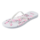 Floral Cherry Blossom Pink White Name Monogram Teenslippers (Schuin)