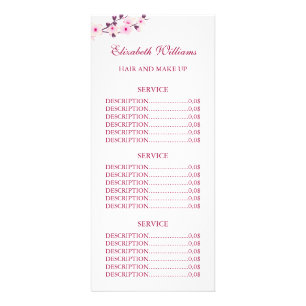 Floral Cherry Blossom Pink White Service Prijzen Reclamekaart