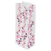 Floral Cherry Blossom Pink White Wijn Cadeautas (Voorkant Gekanteld)