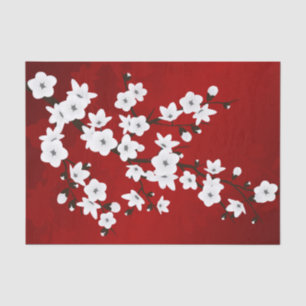 Floral Cherry Blossom Red White Tissuepapier