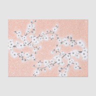 Floral Cherry Blossom Roos Gold Glitter Tissuepapier