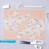 Floral Cherry Blossom Roos Gold Glitter Tissuepapier (Craft)