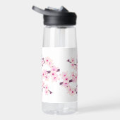 Floral Cherry Blossom | Roze witte monogram Waterfles (Rechts)