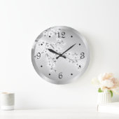 Floral Cherry Blossom Silver Numbers Grote Klok (Huis)