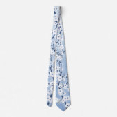 Floral Cherry Blossom White Blue Pattern Stropdas (Achterkant)