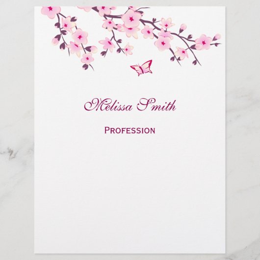 Floral Cherry Blossom White Pink Flyer (Voorkant)