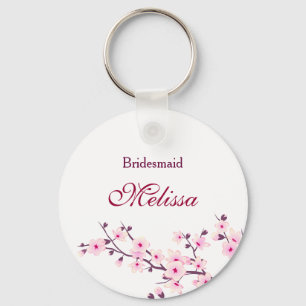 Floral Cherry Blossom White Pink Sleutelhanger