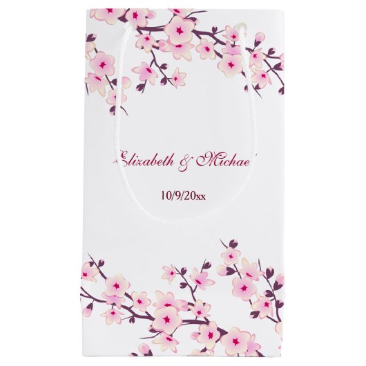 Floral Cherry Blossoms Custom Wedding Klein Cadeauzakje (Voorkant)