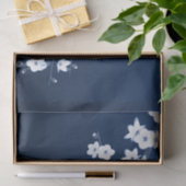 Floral Cherry Blossoms Dark Blue White Tissuepapier (Geschenk)
