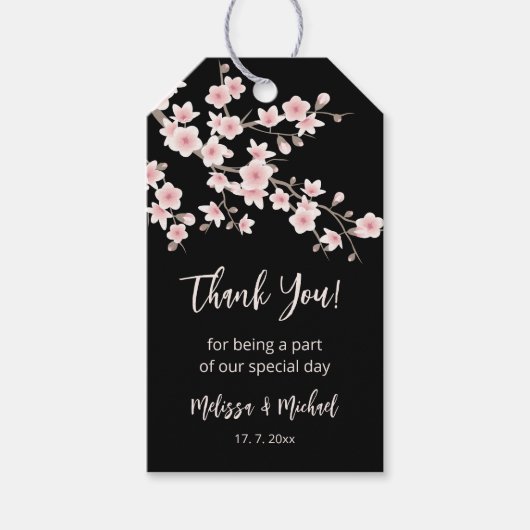 Floral Cherry Blossoms Thank You Cadeaulabel (Voorkant)