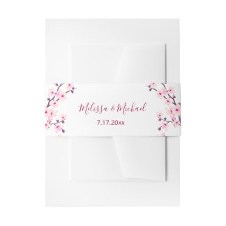 Floral Cherry Blossoms Your Names Wedding Uitnodigingen Wikkel