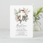 Floral Cherry Botanische Meisje Doop Kaart (Staand voorkant)