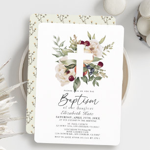 Floral Cherry Botanische Meisje Doop Kaart