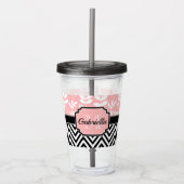 Floral & Chevron Pattern Acryl Drinkbeker (Voorkant)