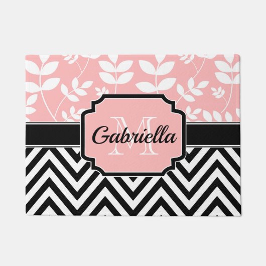 Floral & Chevron Pattern Deurmat (Voorkant)
