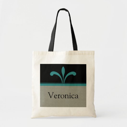 Floral Chic Bag, Blauwgroen Tote Bag (Voorkant)