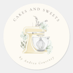 Floral Chic Bakery Pastry Chef Cake Mixer Ronde Sticker