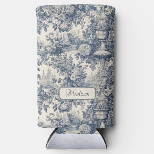  floral chic blauw toile de jouy monogram (Voorkant)