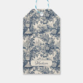  floral chic blauw toile de jouy monogram cadeaulabel (Voorkant)