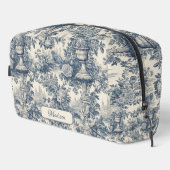  floral chic blauw toile de jouy monogram toilettasje (Rechterhoek)