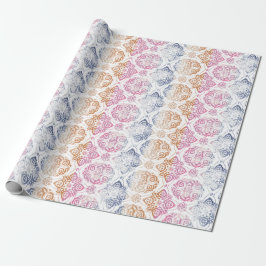 Floral Chic Boho Waterverf roze en blauw Cadeaupapier
