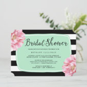 Floral Chic Bridal Shower Invitation / Mint Kaart (Staand voorkant)