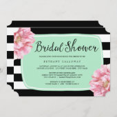 Floral Chic Bridal Shower Invitation / Mint Kaart (Voorkant / Achterkant)