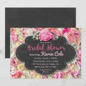 Floral Chic Chalkboard Invitation à la douche nupt (Devant / Derrière)