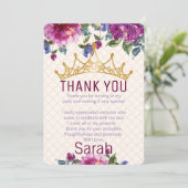 Floral Chic Crown Carte de remerciements (Debout devant)