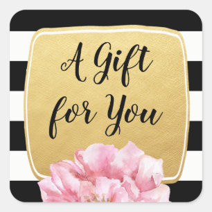 Floral Chic Een cadeau voor jou Faux gouden fo Vierkante Sticker
