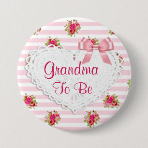 Floral Chic Grandma om op de Baby shower te drukke Ronde Button 7,6 Cm