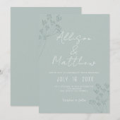 Floral Chic Green Wedding Kaart (Voorkant / Achterkant)