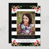 Floral Chic | Invitation à l'obtention du diplôme (Devant / Derrière)