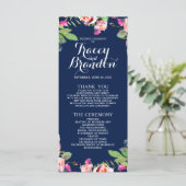 Floral Chic Marine Blauw Elegant Trouwprogramma Programma (Staand voorkant)