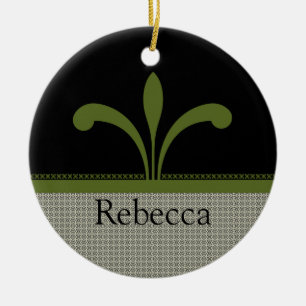 Floral Chic Ornament, Olive Green Keramisch Ornament